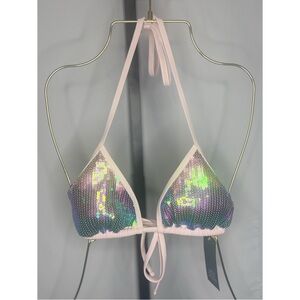 Wild Fable Iridescent Sequin Halter Top
